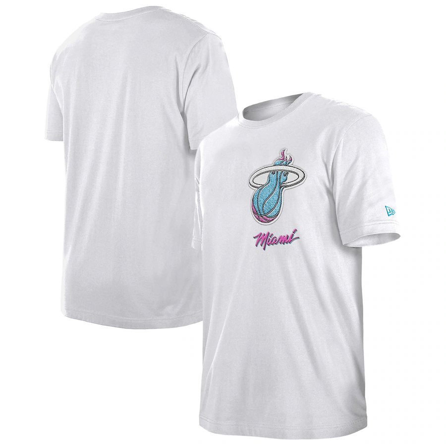 Men's Miami Heat  New Era White 2024/25 City Edition Chenille Heavyweight T-Shirt - Vujersey Los Angeles Rams