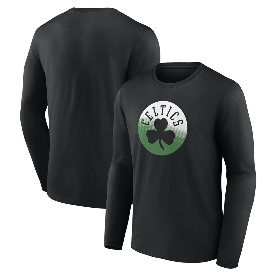 Men's Boston Celtics Black Gradient Logo Long Sleeve T-Shirt - Vujersey Los Angeles Rams