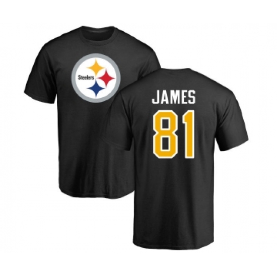 Football Pittsburgh Steelers #81 Jesse James Black Name & Number Logo T-Shirt - Vujersey Los Angeles Rams