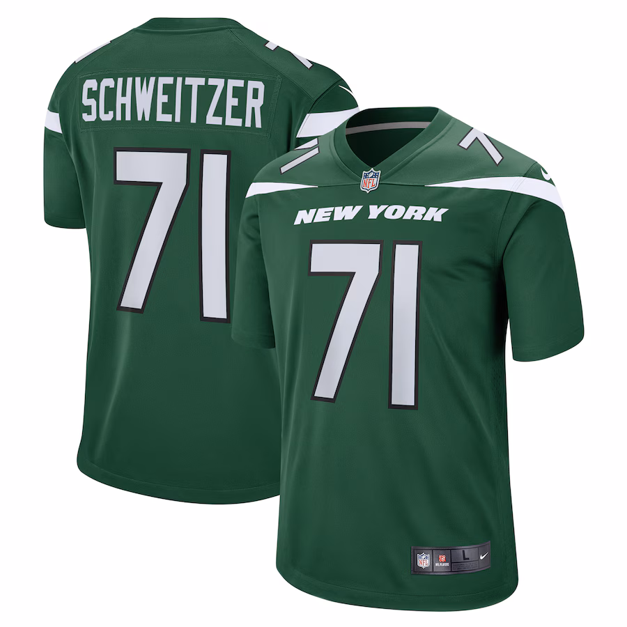 Men's New York Jets Wes Schweitzer Nike Green Game Jersey - Vujersey Los Angeles Rams