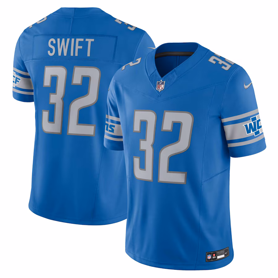 Men's Detroit Lions D'Andre Swift Nike Blue Vapor F.U.S.E. Limited Jersey - Vujersey Los Angeles Rams