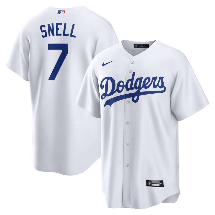 Men's Los Angeles Dodgers Blake Snell Nike White Home Replica Player Jersey - Vujersey Los Angeles Rams