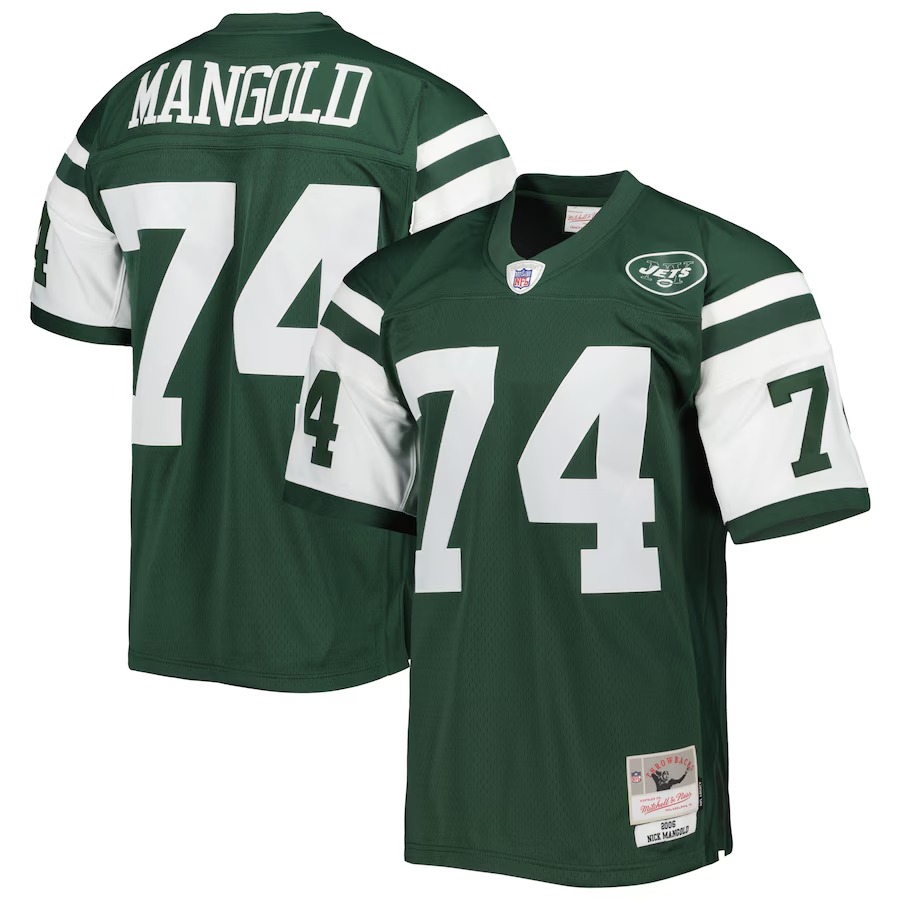 Men's New York Jets Nick Mangold Mitchell & Ness Green Legacy Replica Jersey - Vujersey Los Angeles Rams
