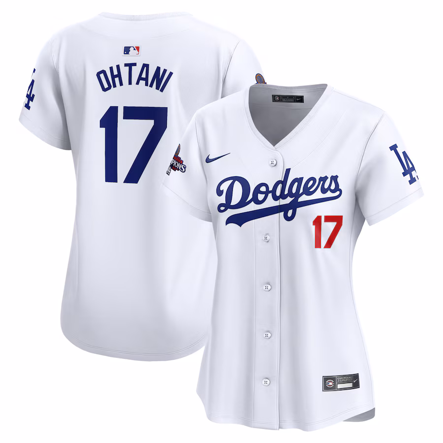 Women's Los Angeles Dodgers Shohei Ohtani Nike White 2024 World Series Champions Home Limited Player Jersey - Vujersey Los Angeles Rams