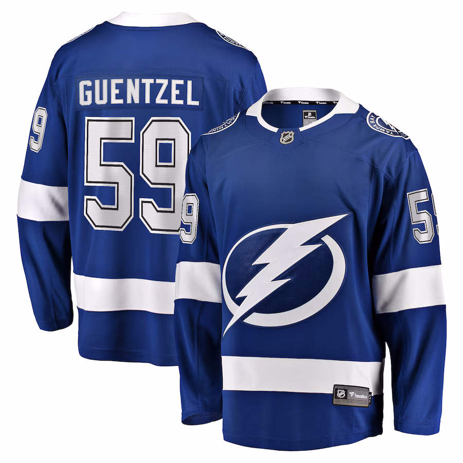Men's Tampa Bay Lightning Jake Guentzel Fanatics Blue Home Premier Breakaway Player Jersey - Vujersey Los Angeles Rams
