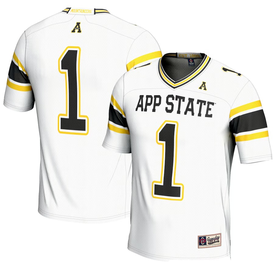 Men's GameDay Greats #1 White Appalachian State Mountaineers Endzone Football Jersey - Vujersey Los Angeles Rams