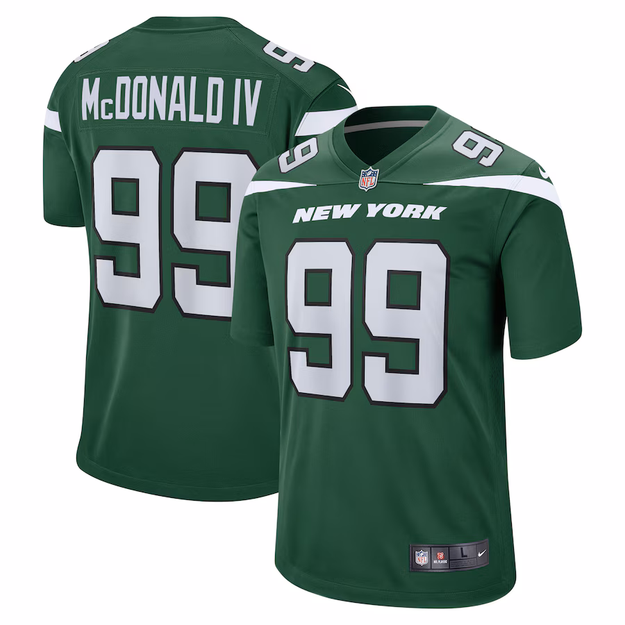 Men's New York Jets Will McDonald IV Nike Gotham Green 2023 NFL Draft First Round Pick Game Jersey - Vujersey Los Angeles Rams