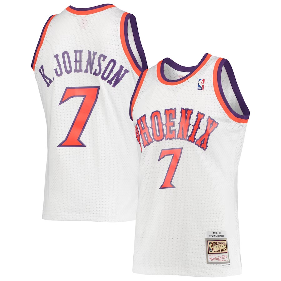 Men's Phoenix Suns Kevin Johnson Mitchell & Ness White 1988/89 Hardwood Classics Swingman Jersey - Vujersey Los Angeles Rams
