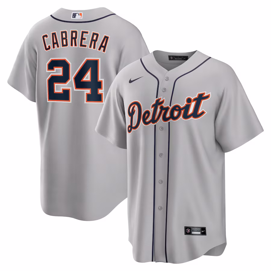 Men's Detroit Tigers Miguel Cabrera Nike Gray Road Replica Player Name Jersey - Vujersey Los Angeles Rams