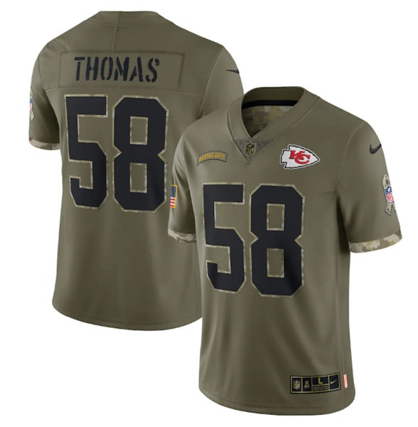 Men's Kansas City Chiefs #58 Derrick Thomas 2022 Olive Salute To Service Limited Stitched Jersey - Vujersey Los Angeles Rams
