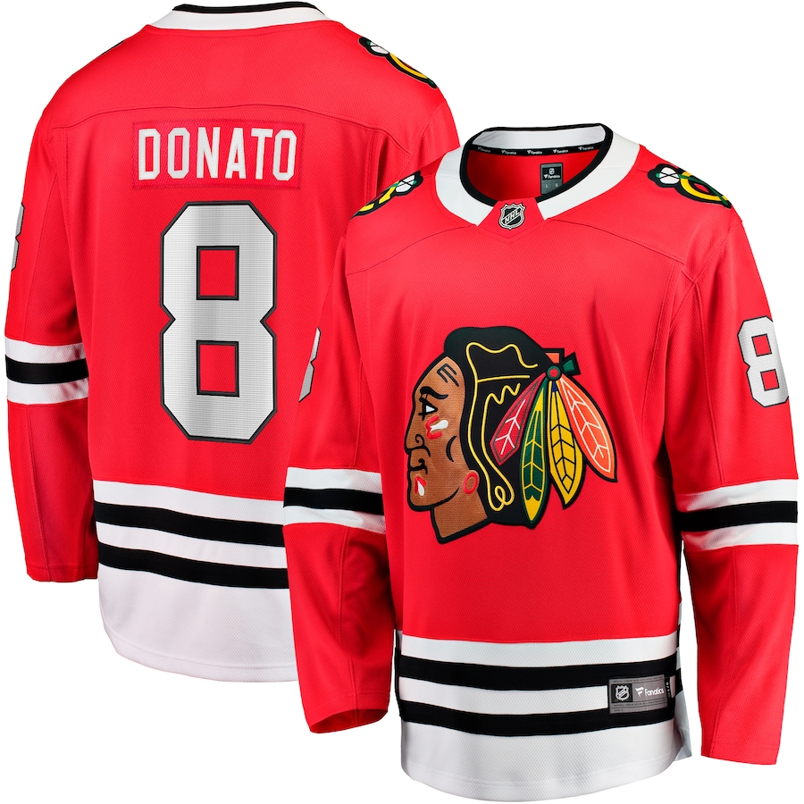 Men's Chicago Blackhawks Ryan Donato Fanatics Red Home Breakaway Jersey - Vujersey Los Angeles Rams