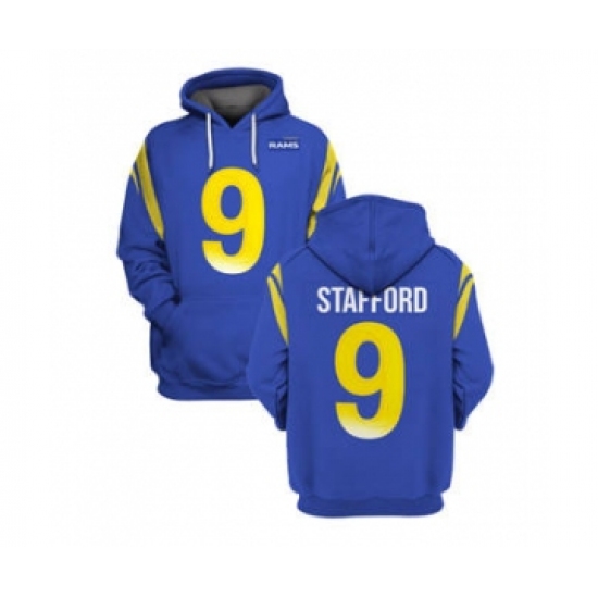 Men's Los Angeles Rams #9 Matthew Stafford 2021 Royal Pullover Football Hoodie - Vujersey Los Angeles Rams
