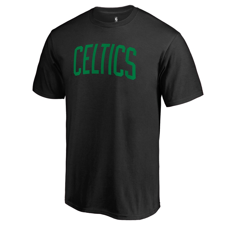 Men's Boston Celtics Black Primary Wordmark II T-Shirt - Vujersey Los Angeles Rams
