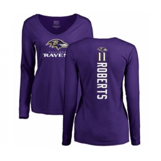 Football Women's Baltimore Ravens #11 Seth Roberts Purple Backer Long Sleeve T-Shirt - Vujersey Los Angeles Rams