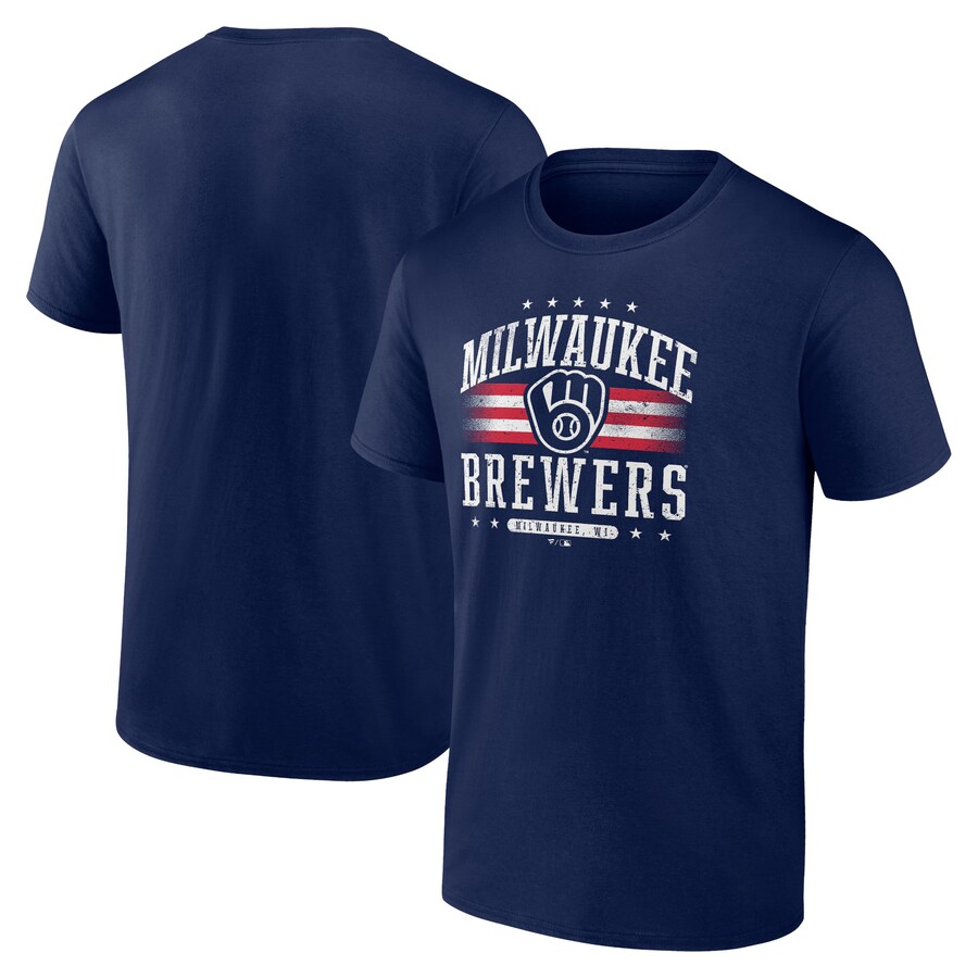 Men's Milwaukee Brewers Navy Americana Team T-Shirt - Vujersey Los Angeles Rams