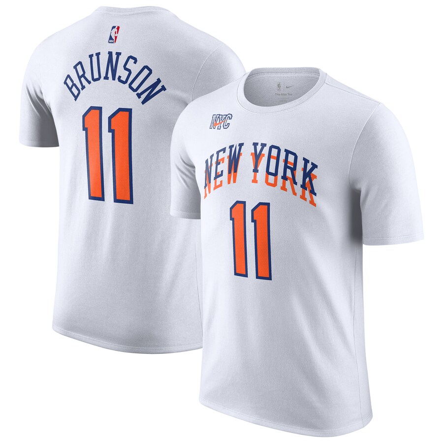 Men's New York Knicks Jalen Brunson Nike White 2024/25 City Edition Name & Number T-Shirt - Vujersey Los Angeles Rams