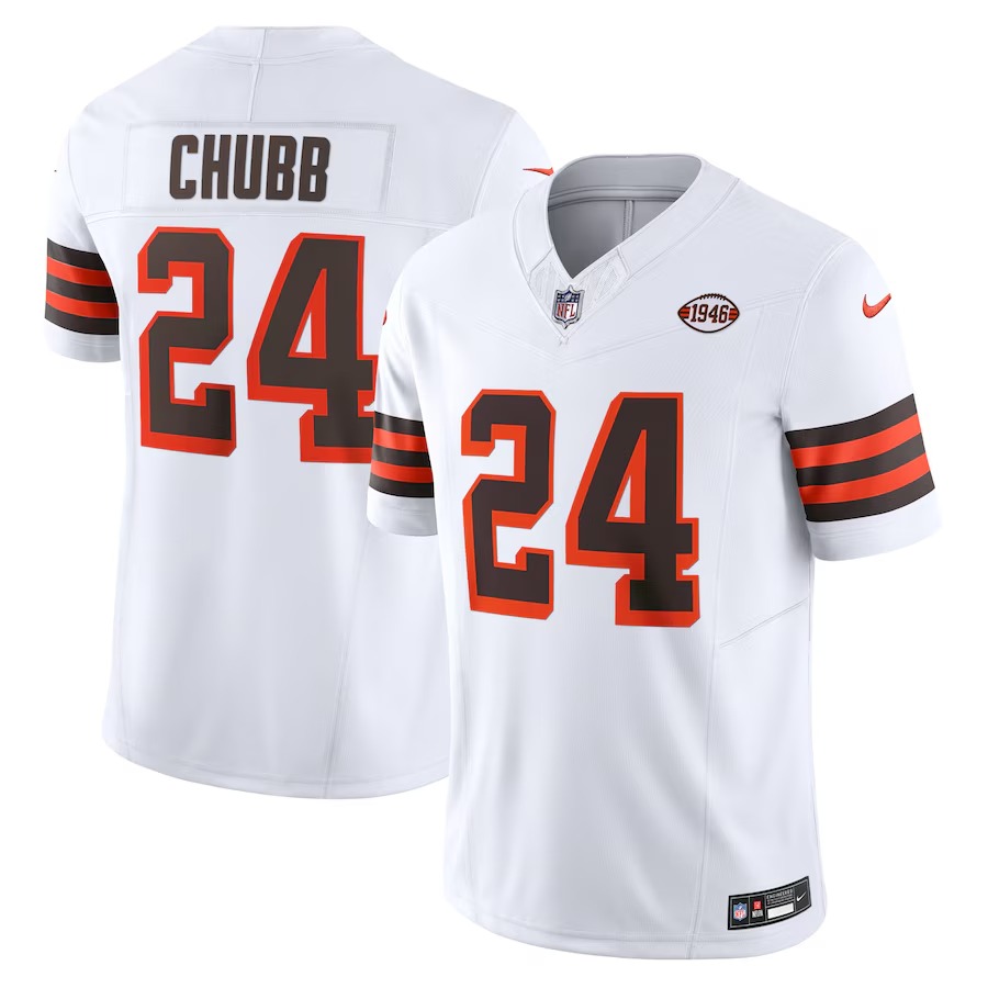 Men's Cleveland Browns Nick Chubb Nike White Vapor F.U.S.E. Limited Jersey - Vujersey Los Angeles Rams