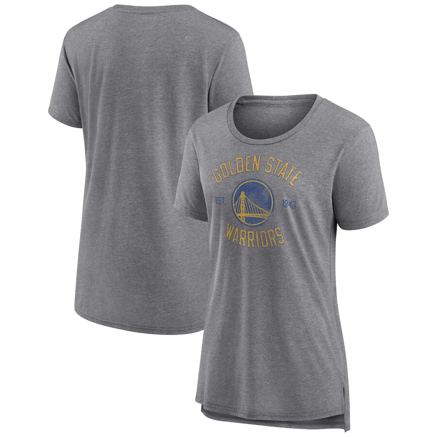 Women's Golden State Warriors Heather Gray Heritage Tri-Blend T-Shirt - Vujersey Los Angeles Rams