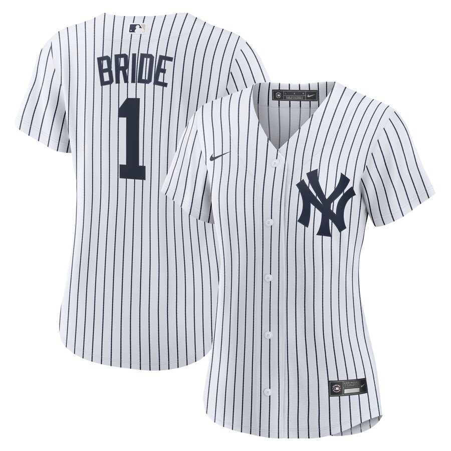 Women's New York Yankees Nike White #1 Bride Home Replica Jersey - Vujersey Los Angeles Rams