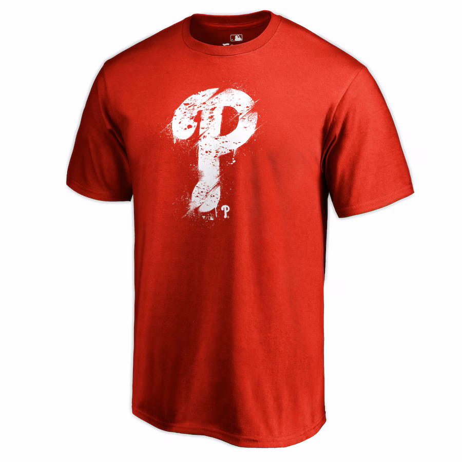 Men's Philadelphia Phillies Red Splatter Logo T-Shirt - Vujersey Los Angeles Rams