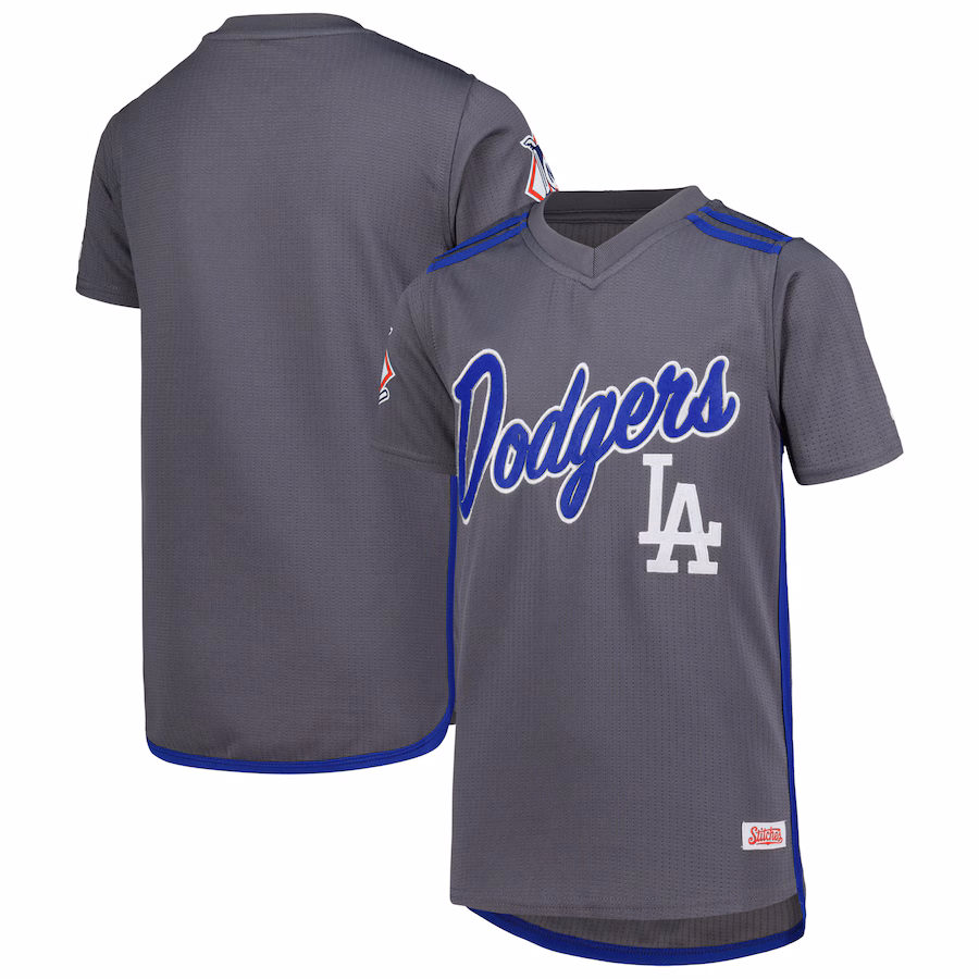 Youth Los Angeles Dodgers Stitches Charcoal Team V-Neck Jersey - Vujersey Los Angeles Rams