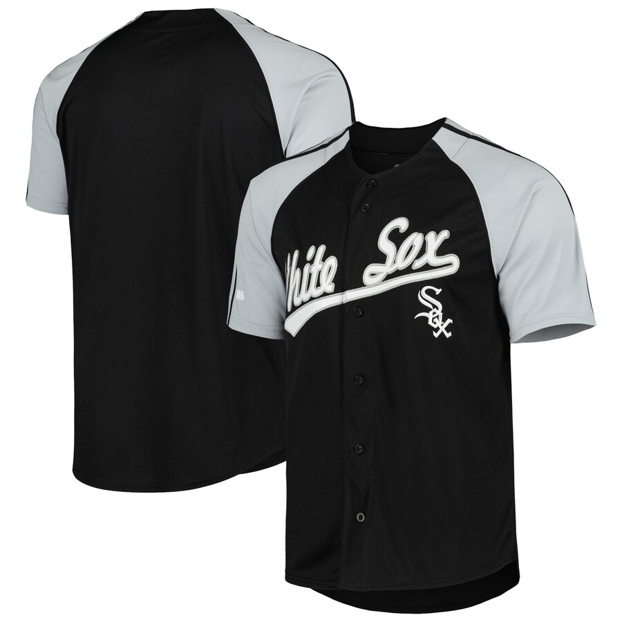 Men's Chicago White Sox Stitches Black Button-Down Raglan Fashion Jersey - Vujersey Los Angeles Rams