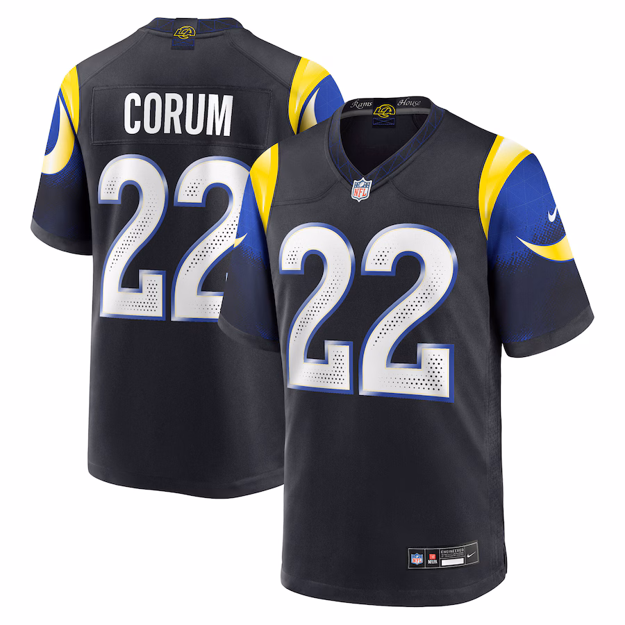 Men's Los Angeles Rams Blake Corum Nike Midnight Blue 2025 Rivalries Collection Game Jersey - Vujersey Los Angeles Rams