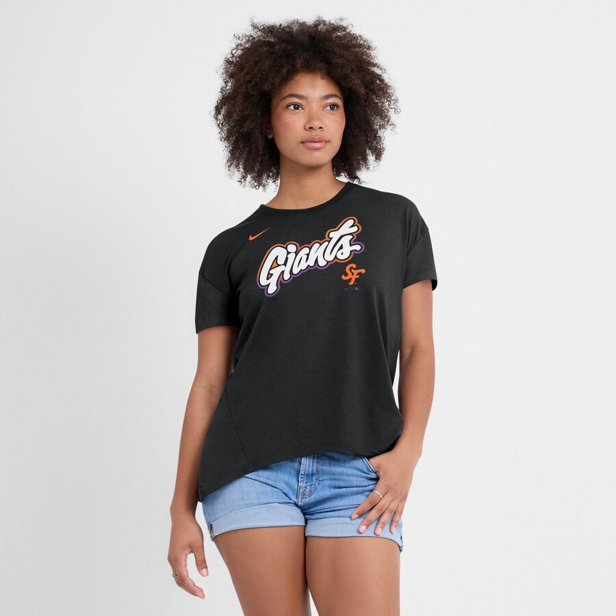 Women's San Francisco Giants Nike Black 2025 City Connect Flowy Fashion Tri-Blend Performance T-Shirt - Vujersey Los Angeles Rams
