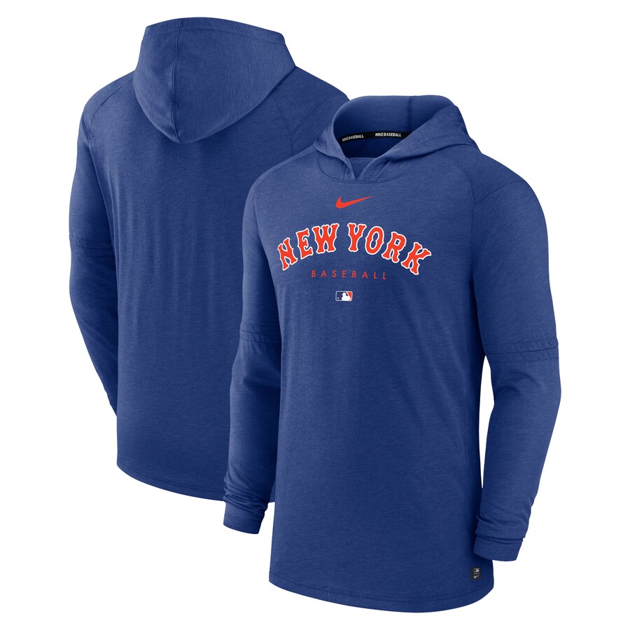 Men's New York Mets Nike Heather Royal Authentic Collection Early Work Tri-Blend Performance Pullover Hoodie - Vujersey Los Angeles Rams