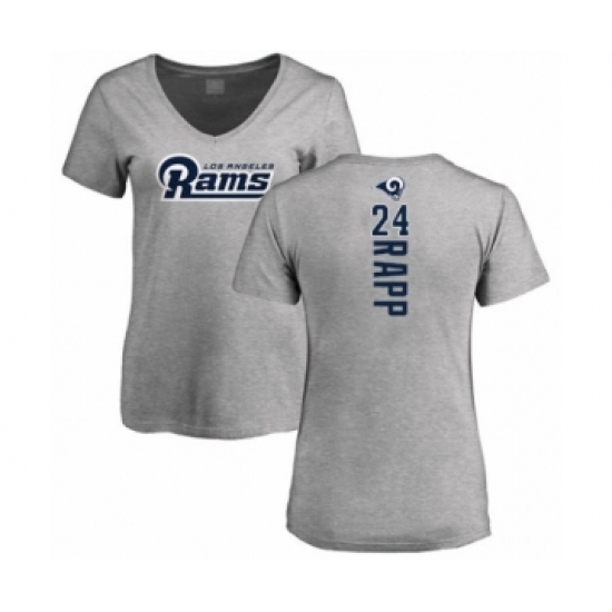 Football Women's Los Angeles Rams #24 Taylor Rapp Ash Backer V-Neck T-Shirt - Vujersey Los Angeles Rams