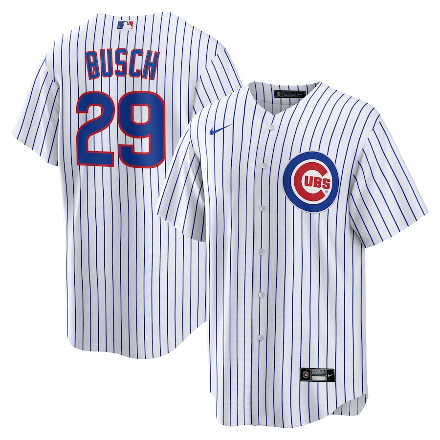 Men's Chicago Cubs Michael Busch Nike White Home Replica Jersey - Vujersey Los Angeles Rams