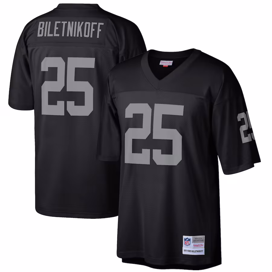 Men's Las Vegas Raiders Fred Biletnikoff Mitchell & Ness Black Retired Player Legacy Replica Jersey - Vujersey Los Angeles Rams