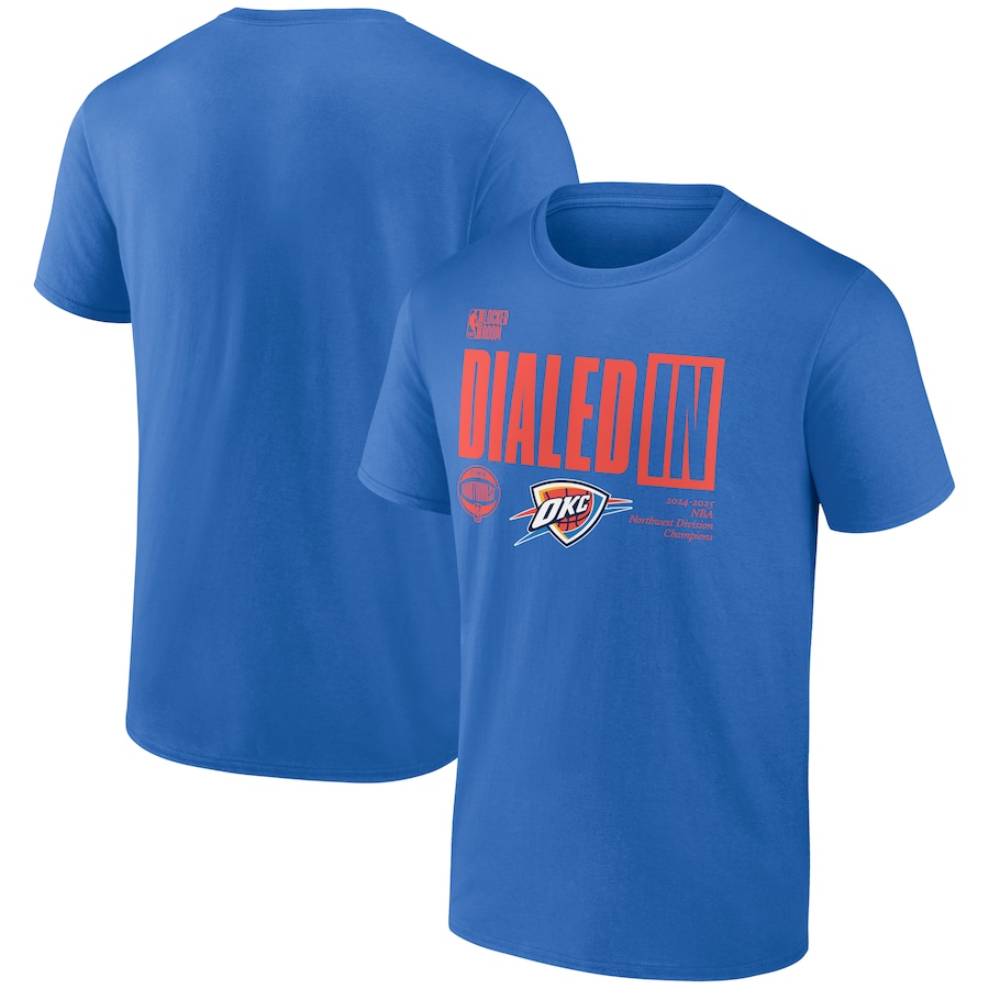 Men's Oklahoma City Thunder  Fanatics Blue 2025 Northwest Division Champions Locker Room T-Shirt - Vujersey Los Angeles Rams