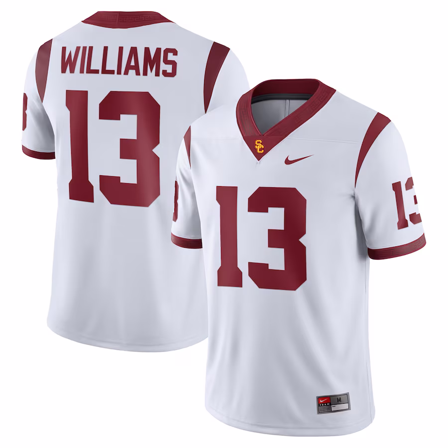 Caleb Williams USC Trojans Nike NIL Football Replica Jersey - White - Vujersey Los Angeles Rams