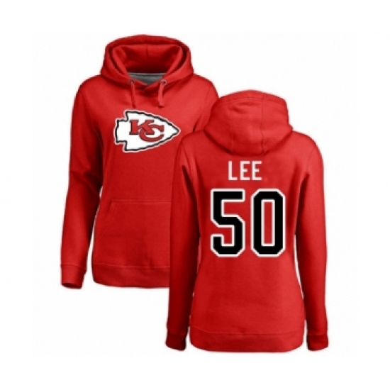Football Women's Kansas City Chiefs #50 Darron Lee Red Name & Number Logo Pullover Hoodie - Vujersey Los Angeles Rams