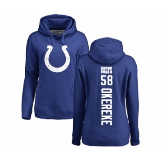 Football Women's Indianapolis Colts #58 Bobby Okereke Royal Blue Backer Pullover Hoodie - Vujersey Los Angeles Rams