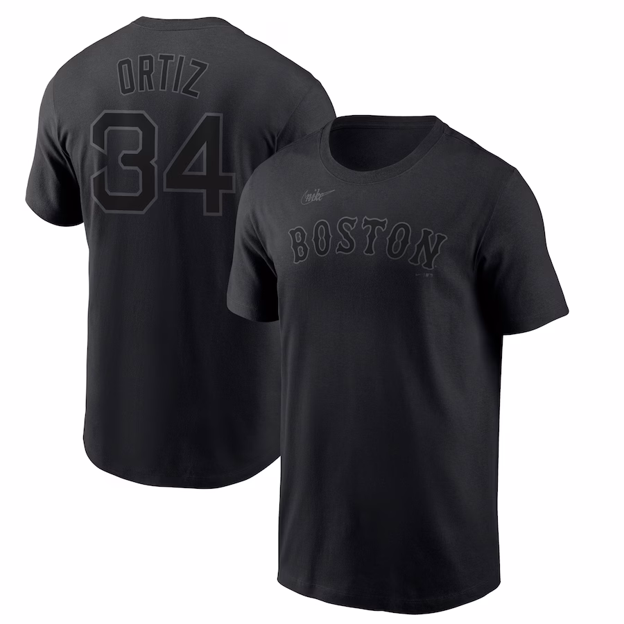 Men's Boston Red Sox David Ortiz Nike Black Name & Number T-Shirt - Vujersey Los Angeles Rams