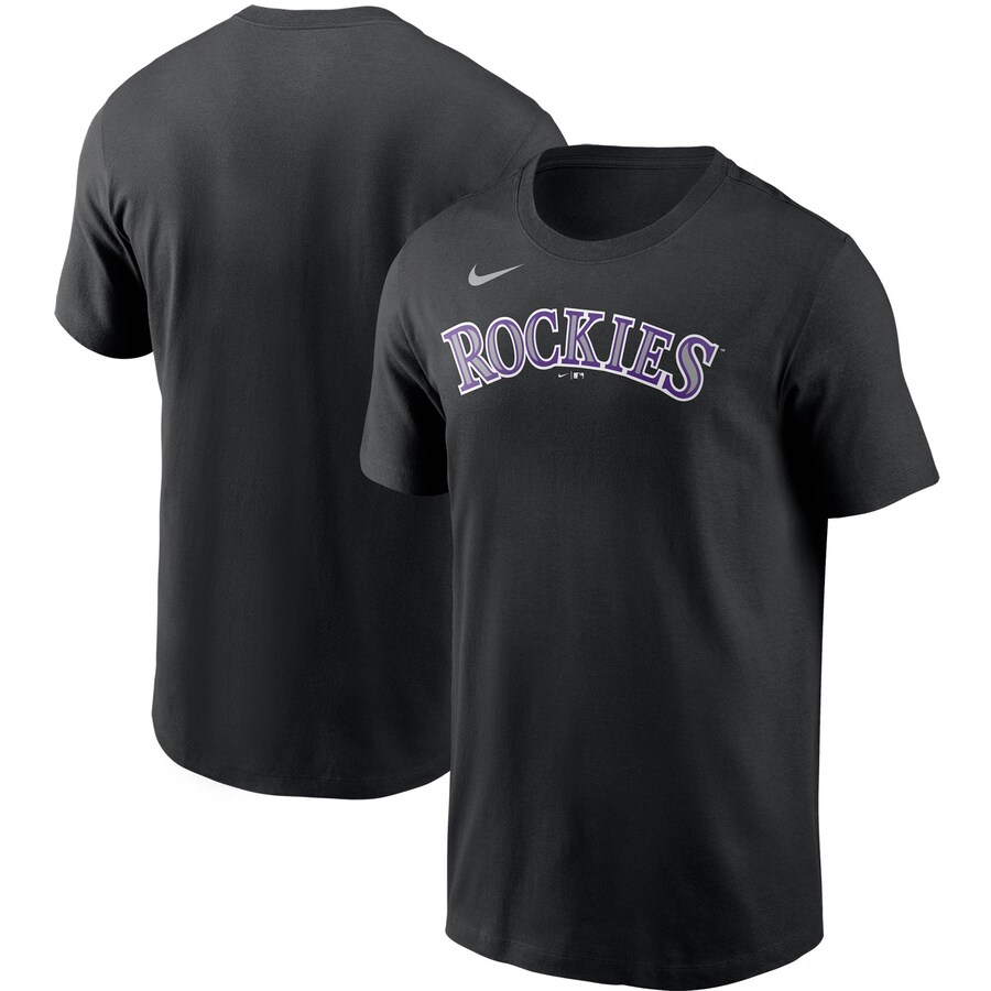 Men's Colorado Rockies Nike Black Team Wordmark T-Shirt - Vujersey Los Angeles Rams
