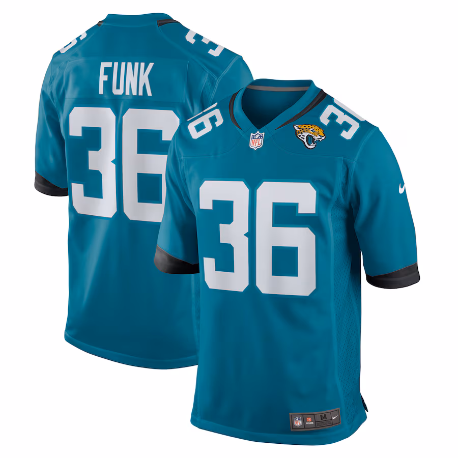 Men's Jacksonville Jaguars Jake Funk Nike Teal Team Game Jersey - Vujersey Los Angeles Rams