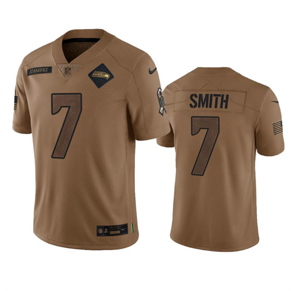 Men's Seattle Seahawks #7 Geno Smith 2023 Brown Salute To Service Limited Football Stitched Jersey - Vujersey Los Angeles Rams