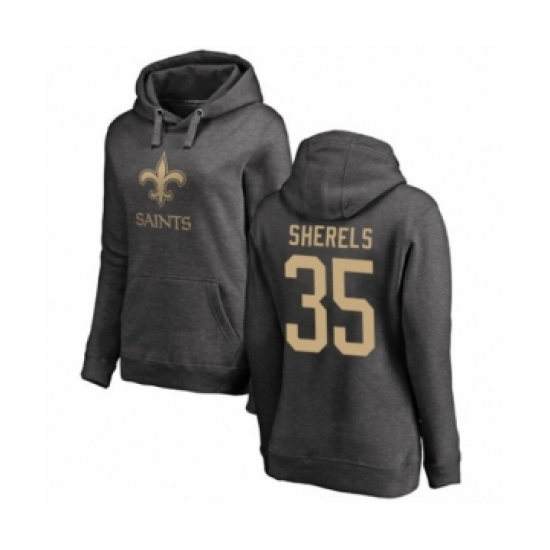 Football Women's New Orleans Saints #35 Marcus Sherels Ash One Color Pullover Hoodie - Vujersey Los Angeles Rams