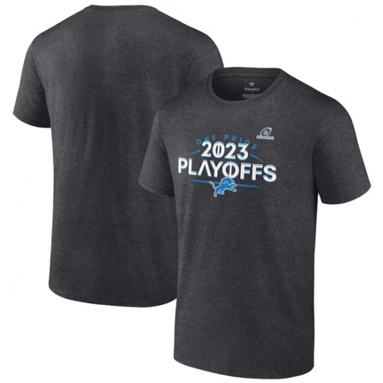 Men's Detroit Lions Heather Charcoal 2023 Playoffs T-Shirt - Vujersey Los Angeles Rams