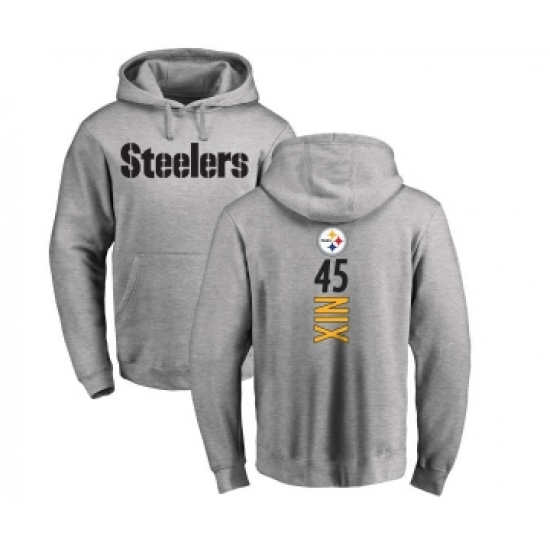 Football Pittsburgh Steelers #45 Roosevelt Nix Ash Backer Pullover Hoodie - Vujersey Los Angeles Rams