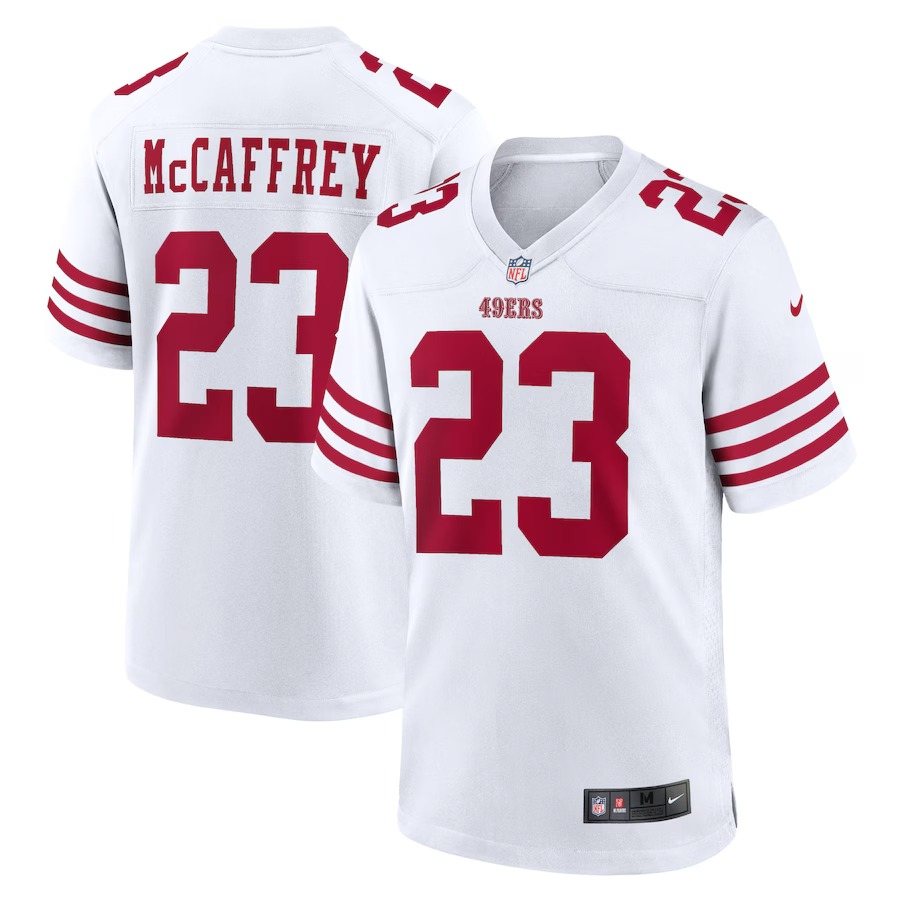 Men's San Francisco 49ers Christian McCaffrey Nike White Game Player Jersey - Vujersey Los Angeles Rams
