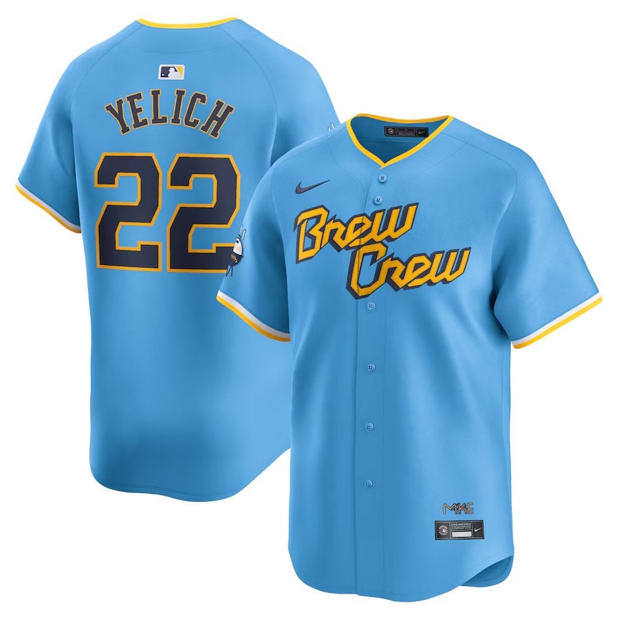 Men's Milwaukee Brewers Christian Yelich Nike Powder Blue City Connect Limited Player Jersey - Vujersey Los Angeles Rams