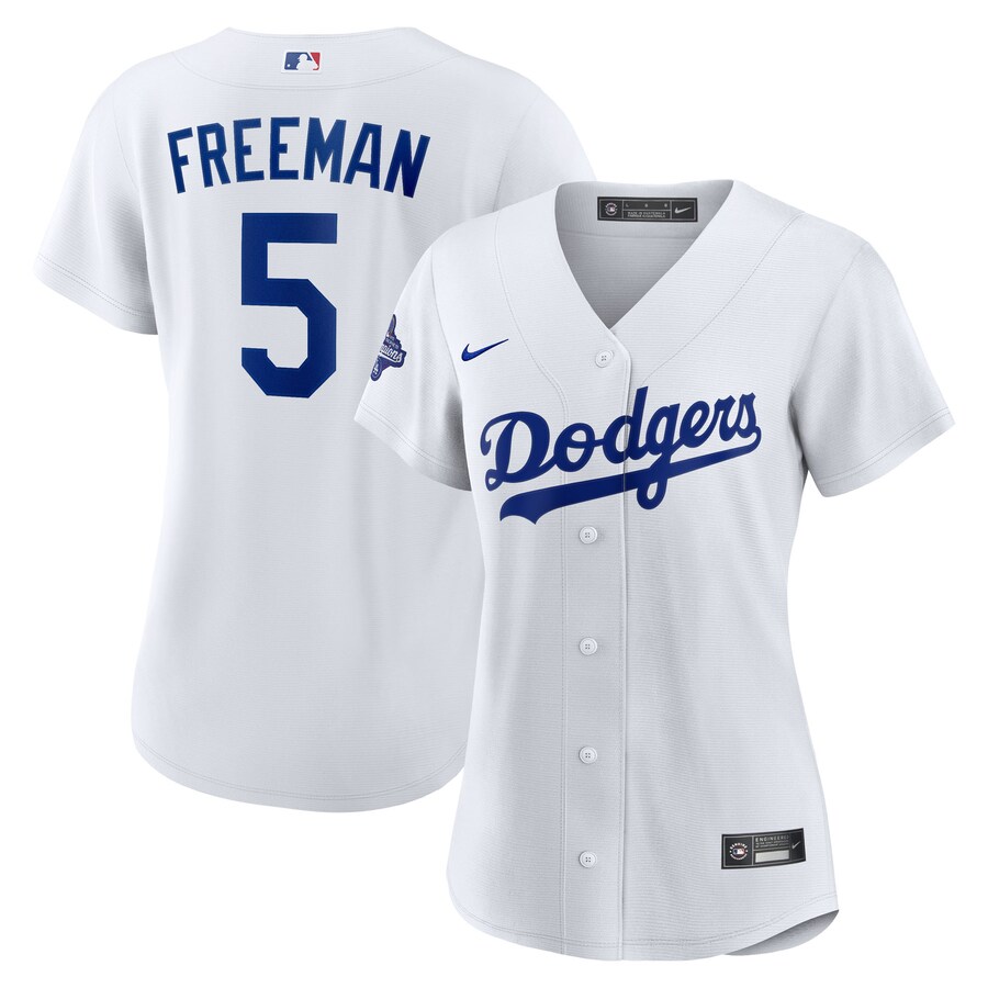 Women's Los Angeles Dodgers Freddie Freeman Nike White Home 2025 World Series Champions Replica Jersey - Vujersey Los Angeles Rams