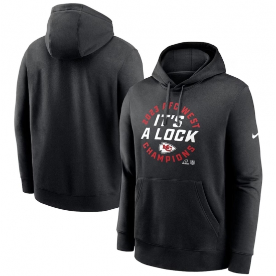 Men's Kansas City Chiefs Black 2023 AFC West Division Champions Locker Room Trophy Collection Pullover Hoodie - Vujersey Los Angeles Rams