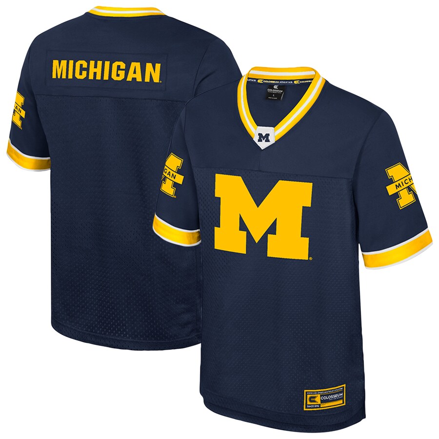 Men's Colosseum  Navy Michigan Wolverines Nothing But The Hits Football Jersey - Vujersey Los Angeles Rams