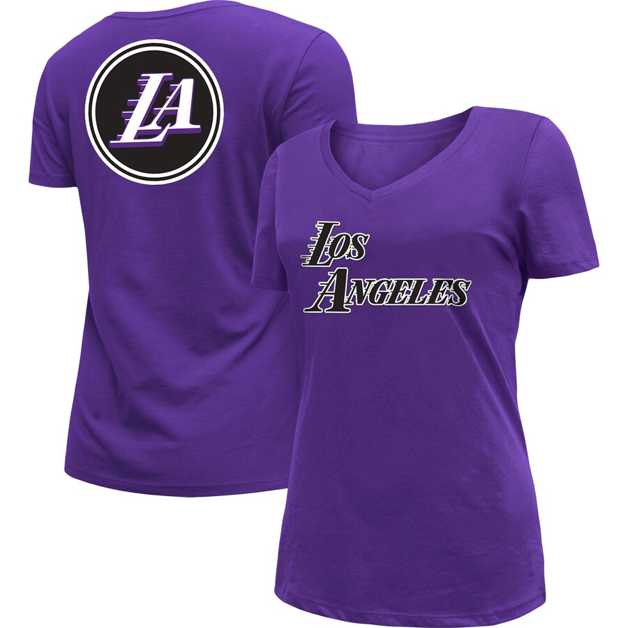 Women's Los Angeles Lakers New Era Purple 2022/23 City Edition V-Neck T-Shirt - Vujersey Los Angeles Rams