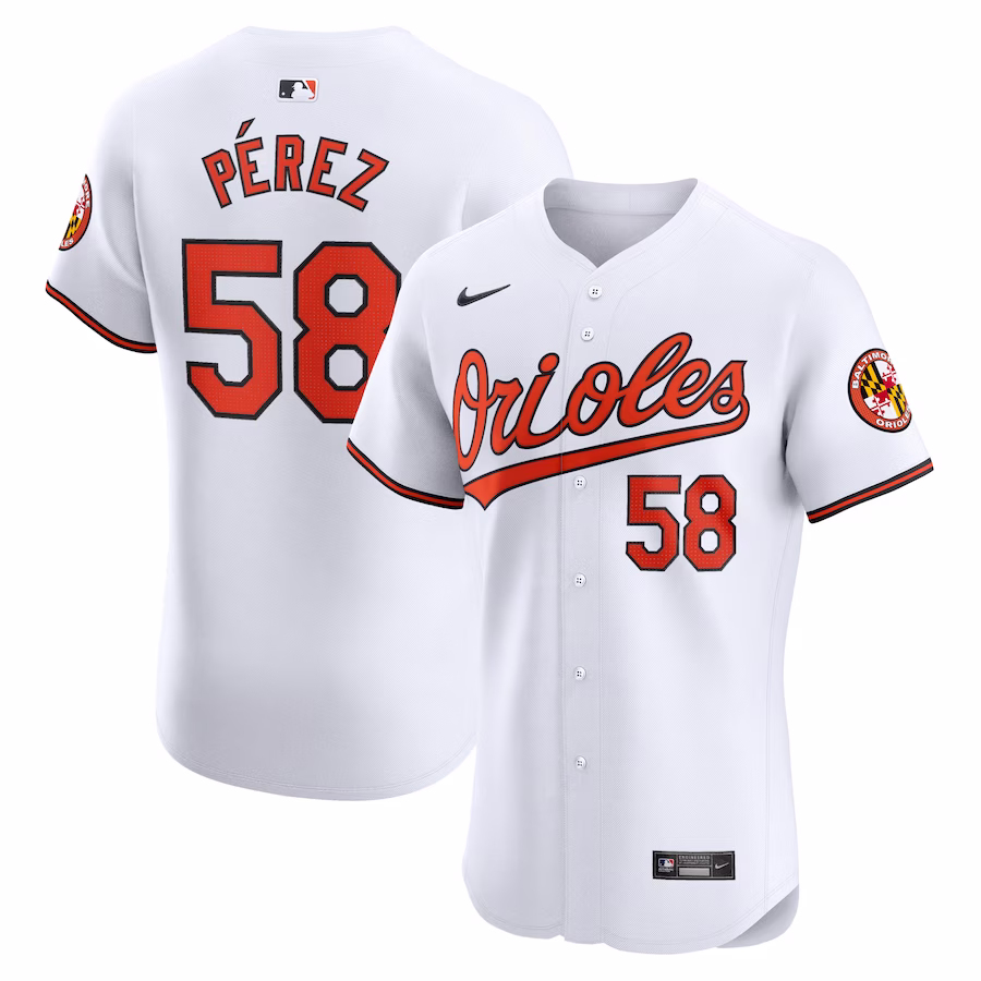Men's Baltimore Orioles Cionel Perez Nike White Home Elite Player Jersey - Vujersey Los Angeles Rams